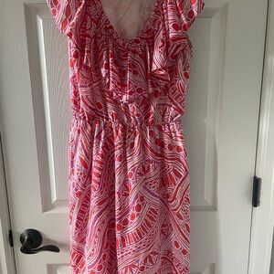 Trina Turk Pink and White Abstract Dress